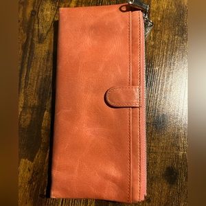 HOBO Taylor Leather Wallet in Coral